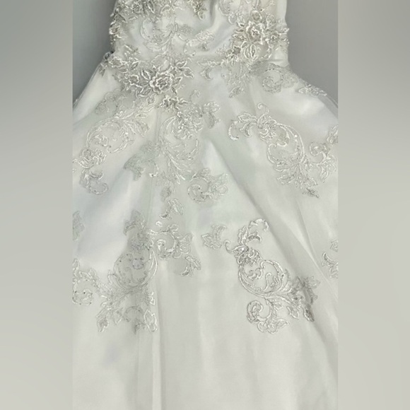 Oleg Cassini | Vintage Enhanced Beading, Strapless, Tea Length Wedding Dress - Picture 10 of 15